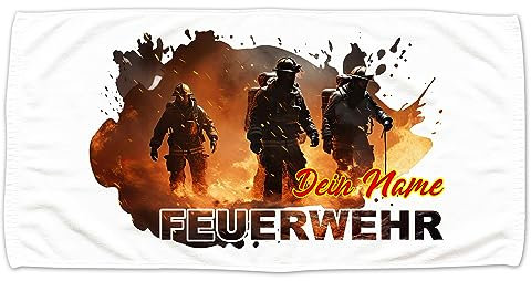 GRAZDesign Badetuch Feuerwehr mit Namen personalisiert | Badehandtuch groß 140x70cm, Kinder & Erwachsene | Handtuch Strandtuch Feuerwehr