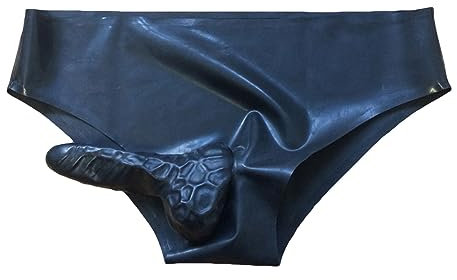Schwarz Sexy Latex-Slip Unterwäsche Mit Penis Kondom Gerade Gummi Fetisch Party Engen Shorts,Schwarz,L
