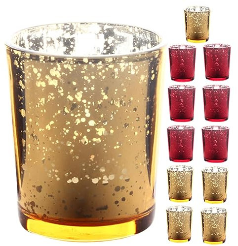 Abaodam 12pièces Bougeoirs Verre Mercurisé pour Bougies Aromatiques Élégant pour Décoration Romantique Et Événements Spéciaux