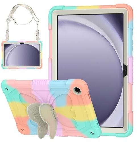Hogenl Coque pour Samsung Galaxy Tab A9 Plus /A9+ Étui 11 Pouces 2023, avec Support Papillon & Bandoulière Protection complète à 360° Case pour Tab A9+ (SM-X210/ X215/ X216 2023), Coloré