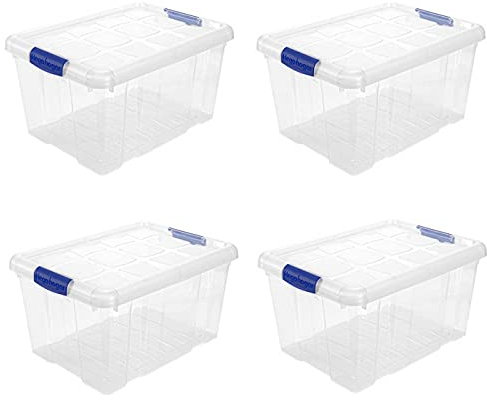 Acan Tradineur - Pack de 4 Cajas de Almacenamiento - Fabricado en plástico - Contenedor para almacenar juguetes, Libros, ropa, mantas - N.º 1-21,5 x 39 x 29 cm - 16 Litros