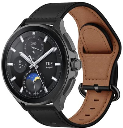 MiRowy 22mm Bracelet en Cuir pour Xiaomi Watch S4/S4 Sport/S3/S1 Pro/Watch 2/2 Pro/Mi Watch S1/S1 Active/Mi Watch, Bracelet de Remplacement pour Redmi Watch 5 Active/Redmi Watch 5 Lite - Noir