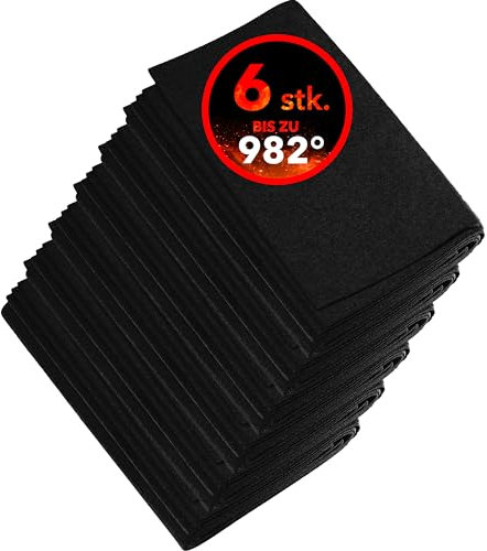 EVOCAMP Feuerfeste Unterlage 50x50 cm, 6 STK - Hitzebeständige Unterlage bis 982 °C - feuerfeste Matte, feuerfeste Unterlage für Grills, Kaminmatte, Grillunterlage, Feuerschutzmatte für Kamin