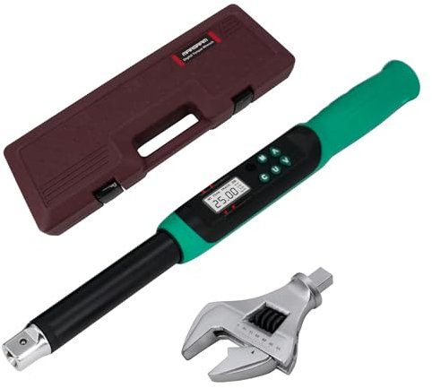Marsram Adjustable Digital Torque Wrench, 5-99.6ft.lbs/6.8-135N.m, 5-35mm Jaw, Open End Interchangeable Electronic Torque Wrench With Buzzer And LED, For HVAC Car Moto Repair Tool, Calibrated