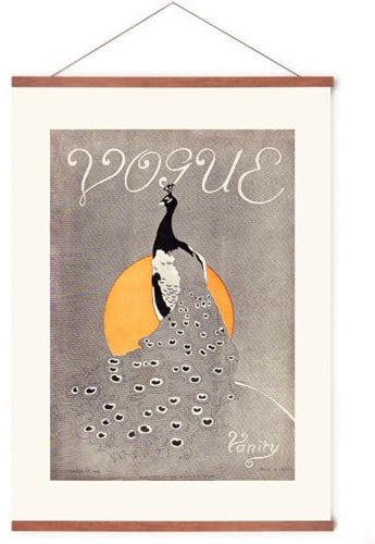Esque - Poster In Posteranhänger - Vintage Vogue Magazin - Rahmen Holz - Fashion - Passe Partout - 70x50 cm - Aufhängungssystem