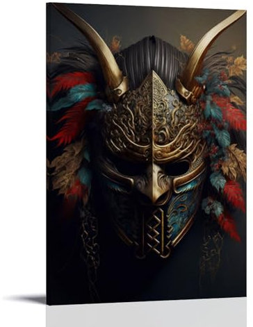 Samurai Mask Art Poster Dekorative Malerei Leinwand Wandkunst Wohnzimmer Poster Schlafzimmer Malerei, Leinwand Kunst Poster Und Wandkunst Bilddruck Moderne Familienzimmer Dekor 24x36inch(60x90cm)