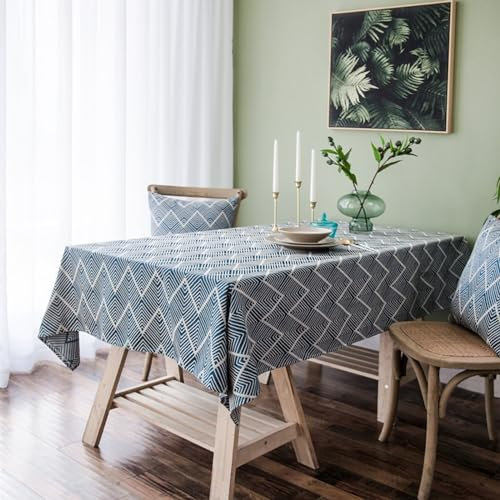 ANAZOZ Tischdecke Rechteckig 135x300cm, Tischwäsche Polyester Abwaschbar Tischdecke für Landhaus Wellen-Jacquard