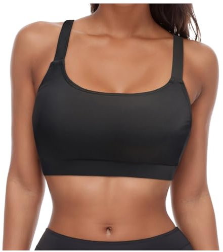 DABASHAN Damen Bikini Top Bikini Oberteil Schnell Trocknend Padded Swimsuit Push Up Bikini Top Sport Swim Oberteil Rückenfrei Bikinioberteil Workout Swimwear Strandkleidung (Black-2, M)