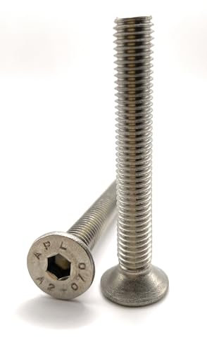 Tornillo M8 x 60 mm cabeza avellanada BTR de acero inoxidable A2 | Ø 8 x 60 mm – M8 x 60 mm | Tornillos FHC de 6 capas huecos (llave allen) ISO 10642 / DIN 7991 | Tornillo inoxidable A2 (V2A/304):