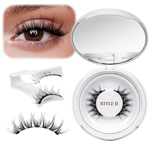 QUEWEL Magnetic-Eyelashes Natural Look, 1 Pair Reusable Magnetic Lashes Kit with Applicator, No Glue Needed Eyelashes Magnetic, Easy to Wear and Remove with Instructions(Magnetic Eyelash Kit style D)