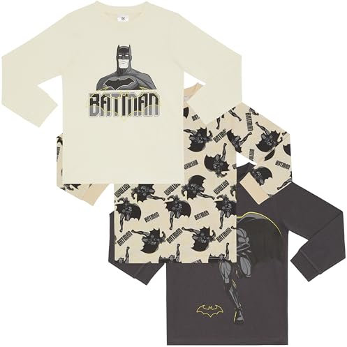 Batman Three Pack 100% Combed Cotton Long Sleeved T-Shirts Tops - 7-8 Years 128cm Multicoloured