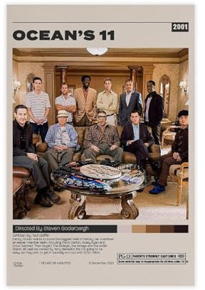 ocvdfss Filmposter Ocean's 11, Leinwandposter, Schlafzimmer, Dekoration, Landschaft, Büro, Raumdekoration, Geschenk, 30 x 45 cm