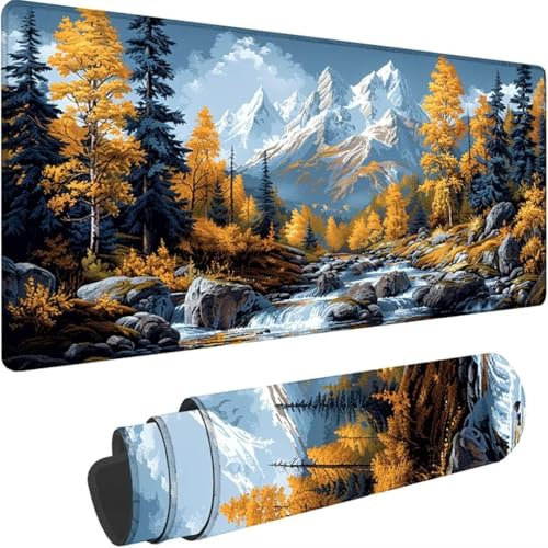 Yellow Mouse Mat, Mouse Pad xxl 800 x 300 Desk Mat Large, with Stitched Edges Gaming Mouse Pad Landscape, with Smooth Cloth Surface Anti-Slip Base Large Mouse Mat for Pc Accessories Office Gamer j-Y