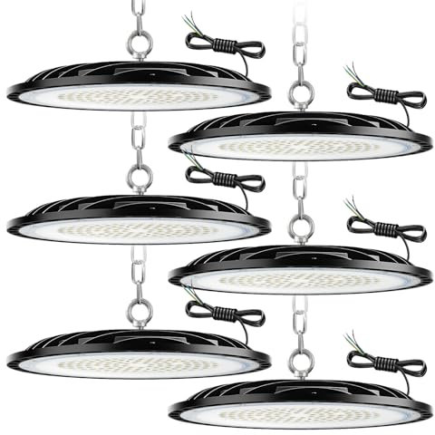 ZXICH 150W UFO LED High Bay Light, 6000K Kaltweiß UFO LED Werkstattlampe,Hallenstrahler 22500LM, IP65 Wasserdichte Industrielampe High Bay Licht für Fabriken,Garage,Lagerhaus (6 Pack, 150W)