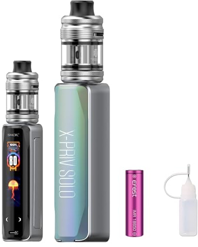 SMOK X-PRIV Solo E-Zigarette Set, 80W Vape Kit mit 3.5ml TF-D Subtank, 2.01 Zoll Touchscreen Display, Verdampfer Starterset für 18650 Akku, Ohne Nikotin, Auslaufsicher, (Blass Blau)