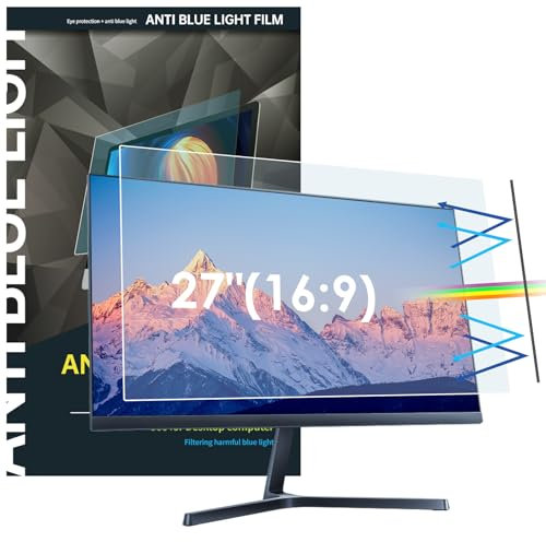 LAMA 27 Inch Blue Light Blocking Screen Protector, WxH: 598mm x 337mm, 16:9, Universal Computer Monitor Screen Filter, Anti Blue Light, Anti Glare, Anti-UV, Eye Protection, Reduce Eye Strain