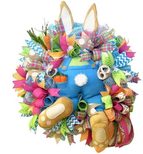 Ostern Hasen Girlande Dekoration, Osterkranz Für Die Haustür, Osterhasenkranz Für Die Haustür, Ostern Hasen Haustür Girlande, Ostern Mit Hintern Anhänger, Dekorative Künstliche Blumen Kränze