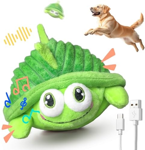 GUKCO Interactive Moving Dog Toys to Keep Dogs Engaged (Turtle) | Plush Toy with Bouncing Ball, Music & Recording | Rechargeable Self-Play Toy for Small, Medium & Large Dogs
