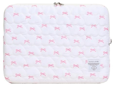 Demiawaking Housse pour Ordinateur Portable, Pochette Ordinateur Portable, Sac fourre-Tout Matelassé, Compatible avec Les Ordinateurs Portables de 13/14/15 Pouces (Blanc, L)