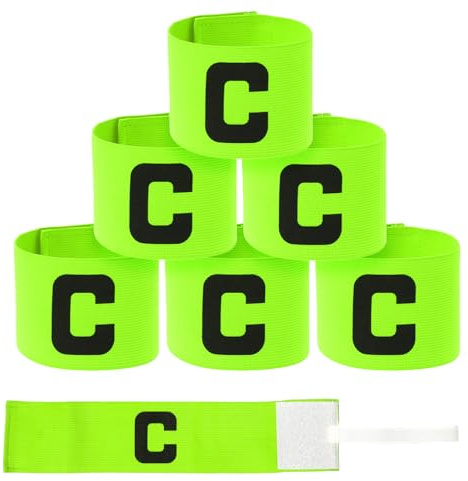 6PCS Captain Armbands, 7x33cm/2.75x13inch Black Soccer Captain Armband Adjustable Leader Armband Team Sport Armbands Football Basketball Player Band for Adult Youth Soccer Volleyball Team, Green