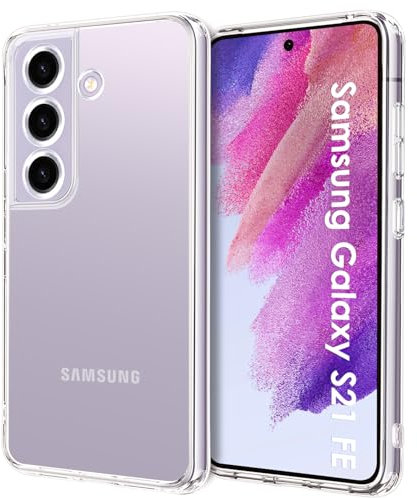 ICEDIO Ultra Clear Hülle für Samsung Galaxy S21 FE 5G, Militärgeprüfte stoßfeste Handyhülle, vergilbungsbeständig, Kratzfest, weiche TPU-Rückseite, schlanke Schutzhülle mit Fallschutz