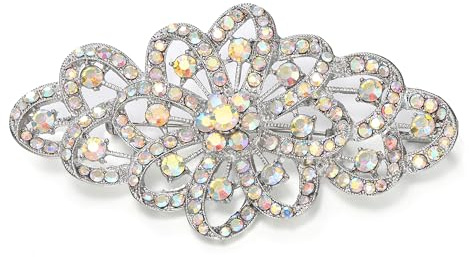 EVER FAITH Österreichischer Kristall Brosche 3,8Zoll Filigran Spitze Pin für Kleidung Hochzeit