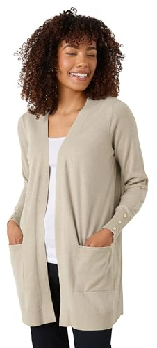 M&Co Brown Button Detail Midi Cardigan - Women's