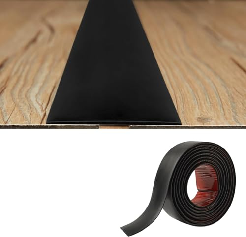 Bande de Transition Plate 2mm épaisseur PVC,5cm Large Bande de Seuil Fine Autoadhésive Barre de Seuil Souple Baguette Seuil de Porte Profilé de Transition Joindre Espaces de Sol,4M Noir