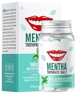 Zahnaufhellung Tabletten, Kauen Zahnpasta Tabletten, Hilfe Stärken und schützen Zahnmeille, Widerstand Plaque Whitening, und frischen Atem (30PCS, Minze)