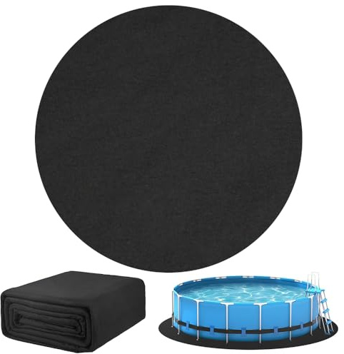 Nzkeuf 12ft Pool Unterlage Outdoor, Ø370cm Poolunterlage Rund, Schwimmbecken Matte Pool Bodenplane Faltbarer, Whirlpool Matte, Bodenschutzmatte für Aufstellpools, UV-Stabil & Reißfest, Schwarz