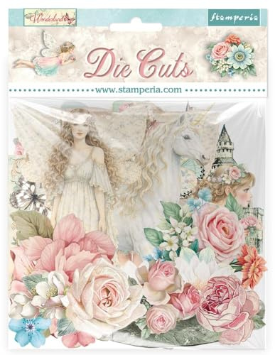 Stamperia - Die Cuts for Scrapbooks, Albums, Cards, Bullet Journals and More, Laser Cut Cardboard Shapes, Easy to Glue, Perfect for Hobbies, Crafts, and Gifting (Wonderland) (Assorted)