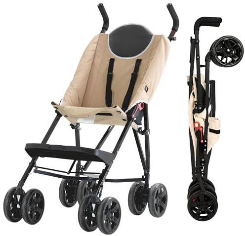 MobiQuip XL Kinderwagen für Kinder mit besonderen Bedürfnissen, Rollstuhl für ältere Kinder, einfaches Klappsystem für den Transport, leichter Aluminiumrahmen, Sand