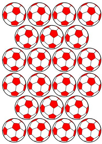 22 Aufkleber, Fußball, Sticker, 50 mm, weiß/rot, aus PVC, Folie, bedruckt, selbstklebend, EM, WM, Bundesliga