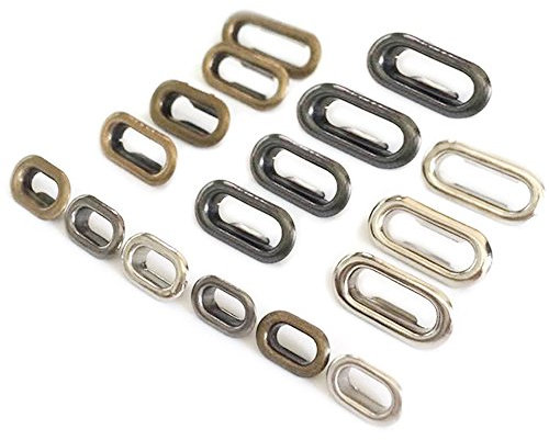 Bluemoon 100 Sets – Messing ovale Form Ösen Tülle Waschmaschine Leinwand Kleidung Taschen Geldbörse CRAFT 4x8mm Gunblack