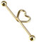 Paula & Fritz® Industrial Ohr-Piercing Stab Herz Chirurgenstahl 38mm Stab-länge 1.6 mm Stab-Dicke Gold Barbell Bar