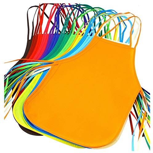 Knewmart Kinder Schürzen,12Stück Kinder Bastelschürze Set Stoff Malerei Schürzen Kinder Kunst Kittel, Kinderschürze & Kinderkochschürze zum Zeichnen, Malen, Backen & Kochen – von 2 bis 8 Jahre