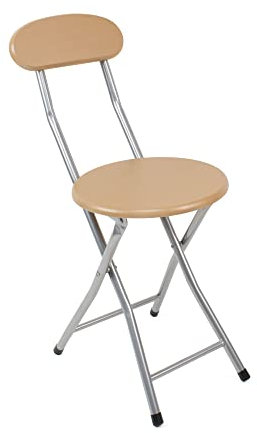 LABOLATA thesecrethome.es - Taburete Plegable de Cocina - Silla Plegable de Metal y Madera - Silla Apta para Interior y Exterior - Alto. 74 cm x Diámetro. Ø30 cm