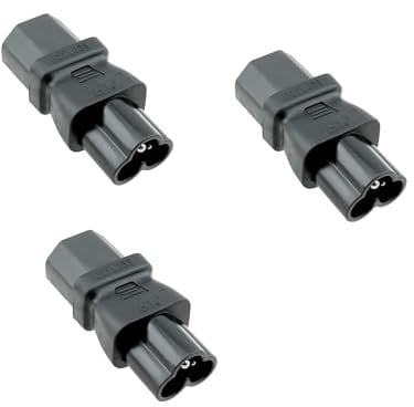 DINIC Stromadapter, Netzadapter C13 Kaltgerätestecker auf C6 Buchse, Adapter (3 Stück, schwarz)