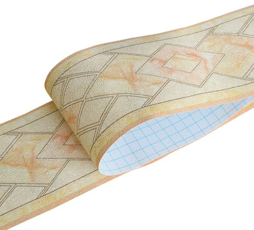 HyFanStr Tapetenbordüre Selbstklebend Wandtattoo Gelb, 3D PVC Klebe Bad Bordüre Entfernbar für Schaufenster Anzeigen Spiegel Küche 500x10cm