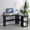 sogesfurniture Eckschreibtisch großer Computertisch in L-Form, 136 x 130 cm PC-Tisch Winkelkombination Bürotisch Arbeitstisch mit 2 Ablage, Schwarz BHEU-XTD-SC01-BK