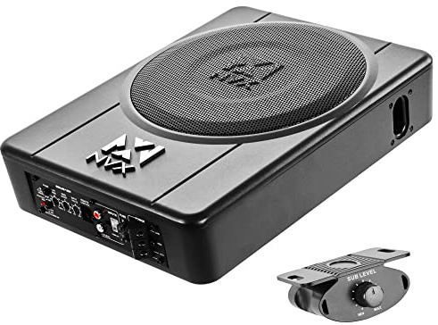 NVX QBUS10P 500W Peak (200W RMS) Amplified and Loaded 10 Ported Under Seat Quick Bass Universal Subwoofer System with Remote Bass Knob