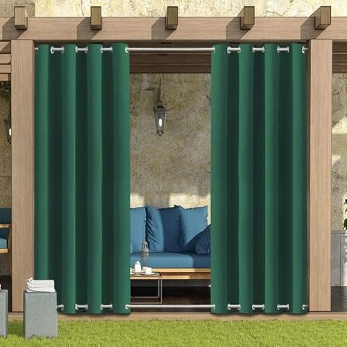 LiveGo Tende da Esterno Tende Impermeabile Termiche Isolanti Tende da Esterno Oscuranti Isolanti Tenda Esterna Oscurante per Porta con Occhielli per Gazebo Patio Balcone,Verde,1 Pezzo|132x213cm(LxA)