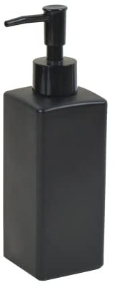 BoBoU Glas Seifenspender schwarz matt 350ml Keramik Oberfläche Retro Design mit Mattschwarzer Pumpenkopf Spülmittelspender Handseifenspender Küche Bad