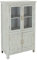 WOMO-DESIGN Highboard Florenz Shabby Chic 79x136x40 cm Mint Mangoholz Massiv Anrichte 4 Türen/4 Ebenen Vintage Unikat handgefertigt Glasvitrine Sideboard Kommode Schrank Standschrank Beistellschrank