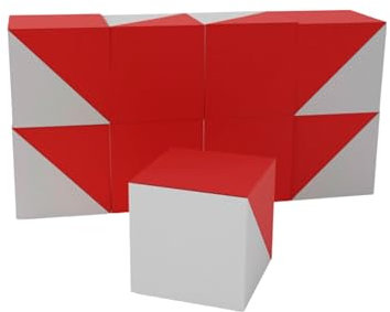 3D3 & CO - Kohs Rot-Weiß-Würfel, 2,5 cm, 9 Würfel für Test und Test wie WISC V und WAIS IV