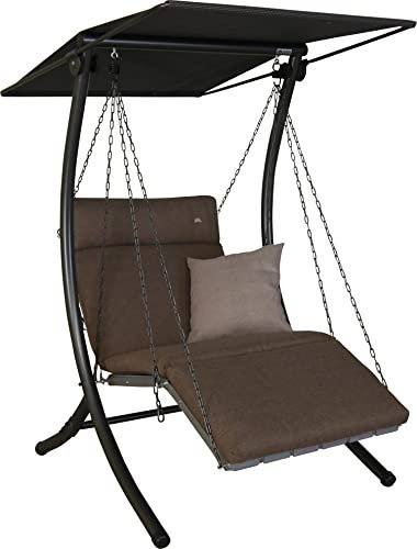 ANGERER Freizeitmöbel GmbH Hollywoodschaukel 1-Sitzer Luxus Smart - Gartenschaukel Made in Germany - Schaukel zum Sitzen, Liegen und Entspannen - inklusive Bett-Funktion - einfache Montage (Olive)