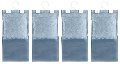 WENKO Juego de 4 deshumidificadores para colgar, aroma refrescante de lavanda, ideal para armarios, protege la ropa y los textiles de la humedad, el agua se bloquea de forma segura, 4 x 250 g de