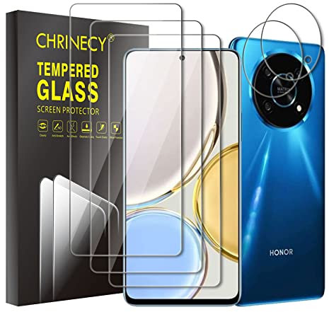 CHRINECY [3+2] 3 Piezas Protector de Pantalla para Honor Magic 4 Lite 5G con 2 Piezas Protector de Lente de Cámara,Cristal Vidrio Templado,9H Dureza,Anti-Arañazos,Alta Definición,Transparente