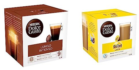 Nescafé Dolce Gusto Lungo Intenso - Café - 96 Capsules (Pack de 6 boîtes x 16) & Nescafé Dolce Gusto Ricoré Latte, 96 unités