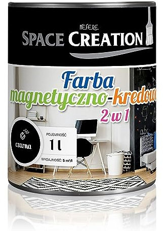 adam toys 2in1 Magnetfarbe Tafelfarbe schwarz 1l - Magnetische Farbe 5m2/l - abwischbare Kreidetafelfarbe - zieht Magnete an - Magnettafel an Wand - Wanddekoration in Kinderzimmer, Schule, Küche